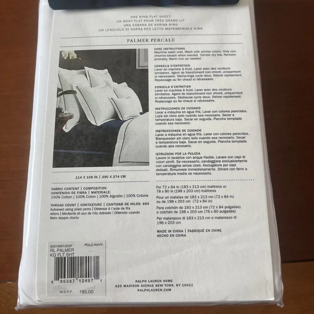 Ralph Lauren Palmer Percale King Duvet Cover Flat Sheet Pillowcases in Polo Navy